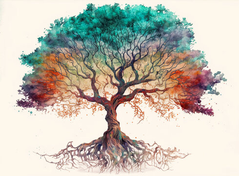 Watercolor tree of life symbolizing growth and resilience
